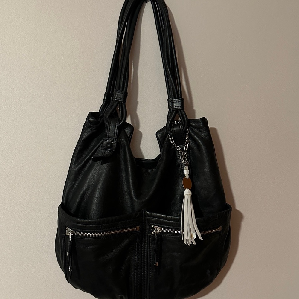 Olivia Harris Black Leather Shoulder Bag